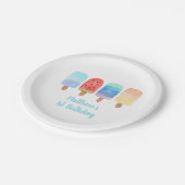 水カラーポプシクルブルーボーイ誕生日 ペーパープレート (アングル)