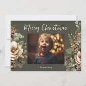 水カラーマグノリアガーランドボタニックホリデーカード シーズンカード (正面)