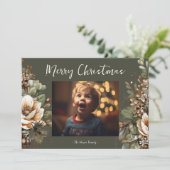 水カラーマグノリアガーランドボタニックホリデーカード シーズンカード (スタンド正面)