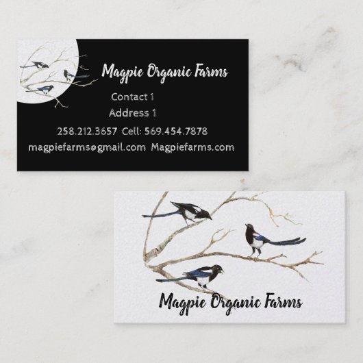 水カラーマグピーオーガニックファームズビジネスカード 名刺 (正面/裏面)