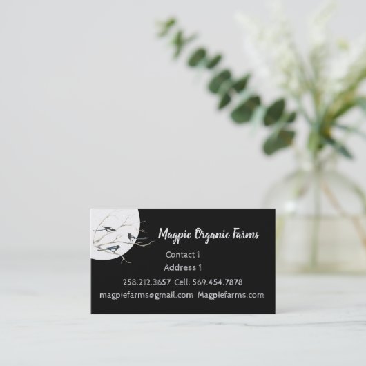 水カラーマグピーオーガニックファームズビジネスカード 名刺 (スタンド正面)