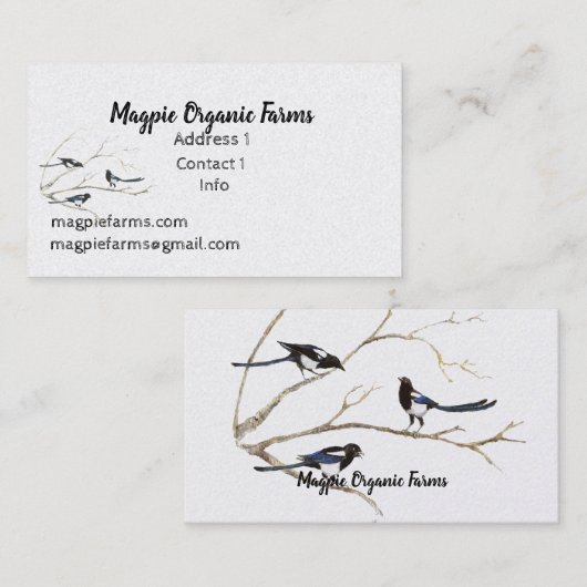 水カラーマグピーオーガニックファームズビジネスカード 名刺 (正面/裏面)