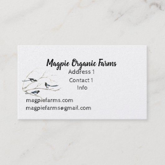 水カラーマグピーオーガニックファームズビジネスカード 名刺 (正面)