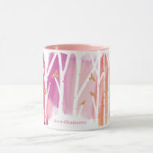 水カラーマゼンタウォッシュ樺の木ツリー&金ゴールド鳩 マグカップ (中央)