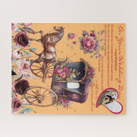 水カラーマゼンタフローラキャリッジの新しい贈り物 ジグソーパズル (横)