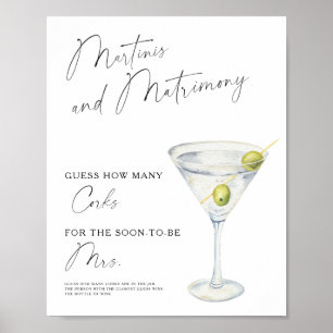 水カラーマルティーニブライダルシャワーどのように多くのコルク ポスター