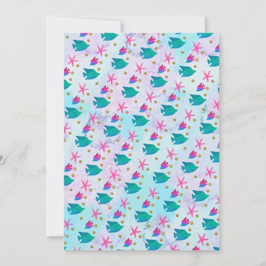 水カラーマーメイドファースト誕生日招待状 招待状 (裏面)
