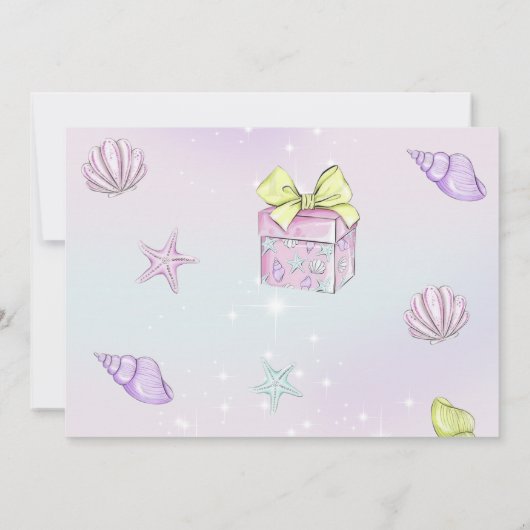 水カラーマーメイド誕生日フォト招待状 招待状 (裏面)