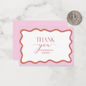 水カラーミニマリストウェーブホットピンクオレンジ感謝してい ノートカード (正面/裏面インサイチュ)