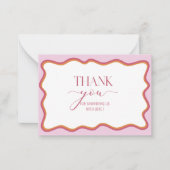 水カラーミニマリストウェーブホットピンクオレンジ感謝してい ノートカード (正面)