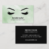 水カラーミントグリーンアイラッシュブラウバープロフェッショナル 名刺 (正面/裏面)