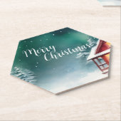 水カラーメリーワイルドクリスマスパインツリーホリデーパーティー ペーパーコースター (アングル)