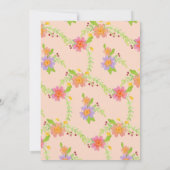 水カラーモダンパインタリーフローラベビーガール誕生 案内状 (裏面)