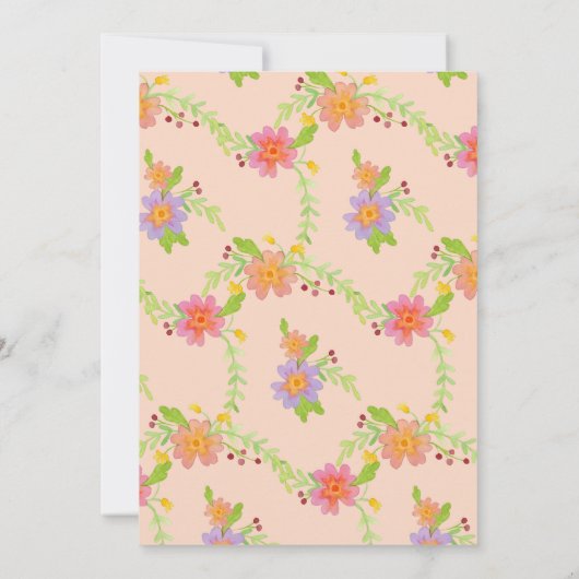 水カラーモダンパインタリーフローラベビーガール誕生 案内状 (裏面)