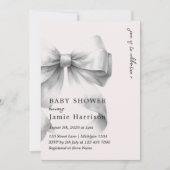 水カラーモダンピンクボウベビーシャワー招待状 招待状 (正面)