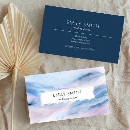 水カラーモダン抽象芸術ブルーピンクティール（緑がかった色）パステル 名刺