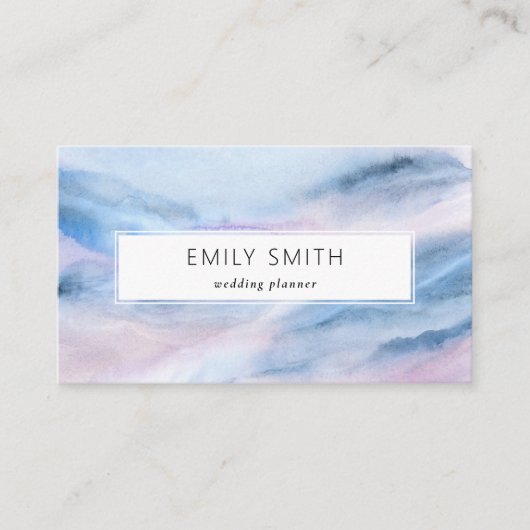 水カラーモダン抽象芸術ブルーピンクティール(緑がかった色)パステル 名刺 (正面)