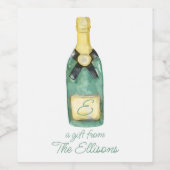 水カラーモノグラムのワインボトル ワインラベル (シングルラベル)