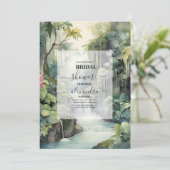 水カラーモンステラ葉ブライダルシャワートロピカル 招待状 (スタンド正面)