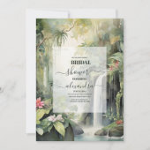水カラーモンステラ葉ブライダルシャワートロピカル 招待状 (正面)