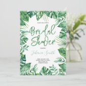 水カラーモンステラ葉ブライダルシャワートロピカル 招待状 (スタンド正面)
