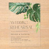 水カラーモンステラ葉ーズ夏リハーサルディナー アクリル招待状 (正面)