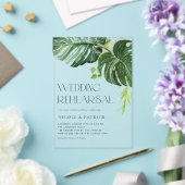 水カラーモンステラ葉ーズ夏リハーサルディナー アクリル招待状 (インサイチュ (ウェディング))