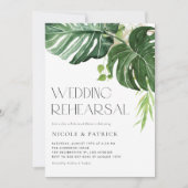 水カラーモンステラ葉ーズ夏リハーサルディナー 招待状 (正面)