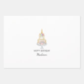 水カラーユニコーンファースト誕生日ガール招待状 ラッピングペーパーシート (正面)