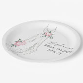 水カラーユーカリフローラドレスブライダルシャワー ペーパープレート (アングル)