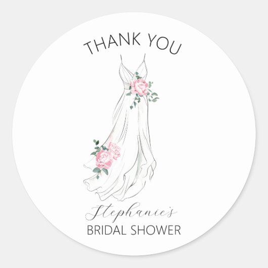 水カラーユーカリフローラドレスブライダルシャワー ラウンドシール (正面)