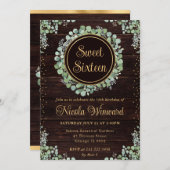 水カラーユーカリプタスグリーンリーリーススウィート16 招待状 (正面/裏面)