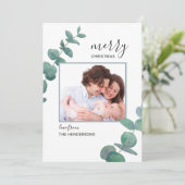 水カラーユーカリプトゥスフォトクリスマスホリデーカード シーズンカード (スタンド正面)