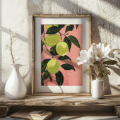 水カラーライムレモンのミニマリストキッチンウォールアート ポスター