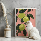 水カラーライムレモンのミニマリストキッチンウォールアート ポスター