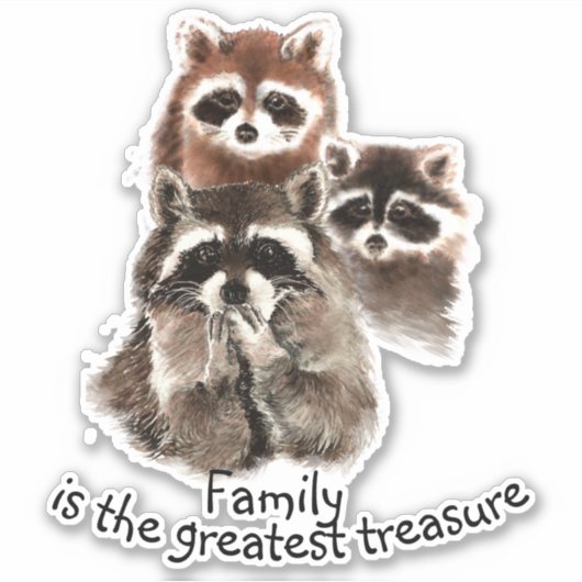 水カラーラクーンファミリー引用文動物名前をカスタムする シール (正面)