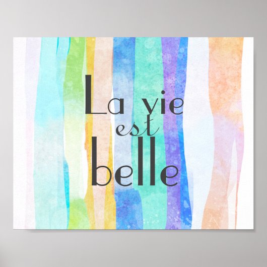 水カラーラヴィエストベルフランスの引用文ワードアート ポスター (正面)