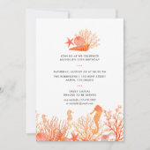 水カラーリビングコーラルアンダーザシー誕生日 招待状 (正面)