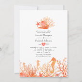 水カラーリビングコーラルビーチリハーサルディナー 招待状 (正面)