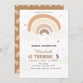 水カラーレインボーズクラウド誕生日招待状 招待状 (正面/裏面)