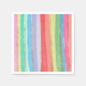 水カラーレインボーユニコーンストライプ金ゴールドマートル スタンダードカクテルナプキン (正面)