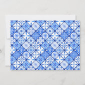 水カラーレモンイタリアンブルータイルブライダルシャワー サンキューカード (裏面)