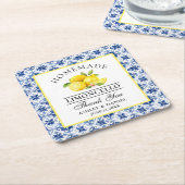 水カラーレモンズブルータイルリモンチェロ結婚ズ スクエアペーパーコースター (アングル)