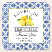 水カラーレモンズブルータイルリモンチェロ結婚ズ スクエアペーパーコースター (正面)