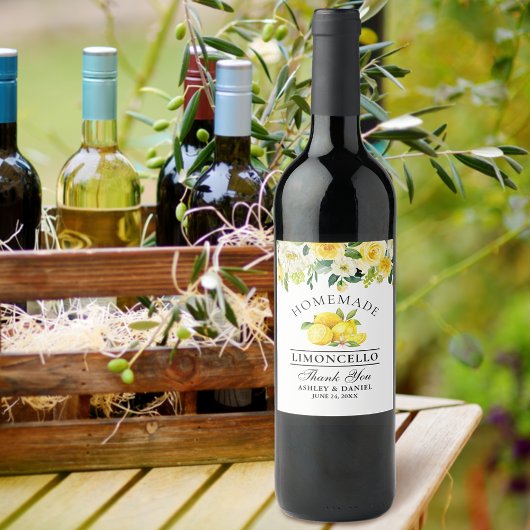 水カラーレモンフローラリモンチェロボトルラベル ワインラベル