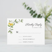 水カラーレモンフローラRSVPカード 出欠カード (スタンド正面)