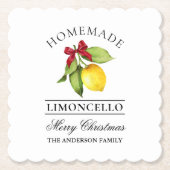 水カラーレモンホームメイドリモンチェロクリスマス ペーパーコースター (正面)