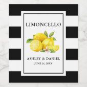 水カラーレモンリモストライプのンチェロボトルラベル ワインラベル (シングルラベル)