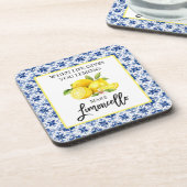 水カラーレモンリモンチェロブルータイル コースター (左側)