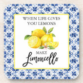 水カラーレモンリモンチェロブルータイル コースター (正面)